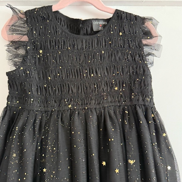 J. Crew Crew Cuts Size 8 Black Star flutter-sleeve dress with metallic foil New! - Picture 3 of 7